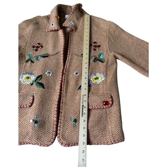 Soft Surroundings Embroidered Jewel Beaded Lambswool Angora Blazer Cardigan Size - Picture 8 of 11